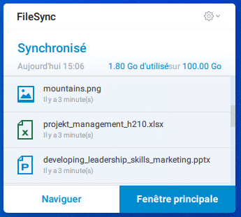FileSync a synchronisé tous les fichiers avec succès